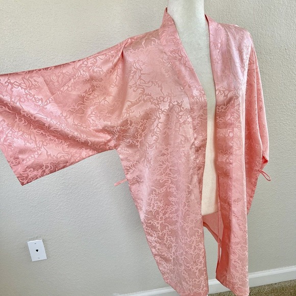 Vintage Victoria's Secret Gold Label Robe Womens OS Pink Satin Short Kimono - Picture 10 of 13